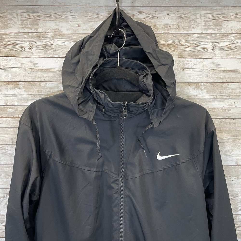 Nike Womens M Jacket Reversible Black Fit Dry Hidden Hood Running Cycling Logo - Picture 12 of 16